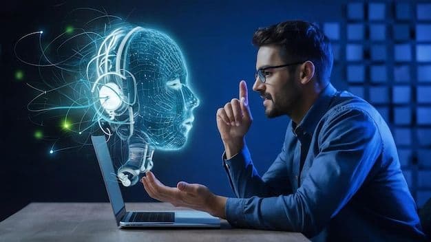 Person talking to AI (Image from FreePik)